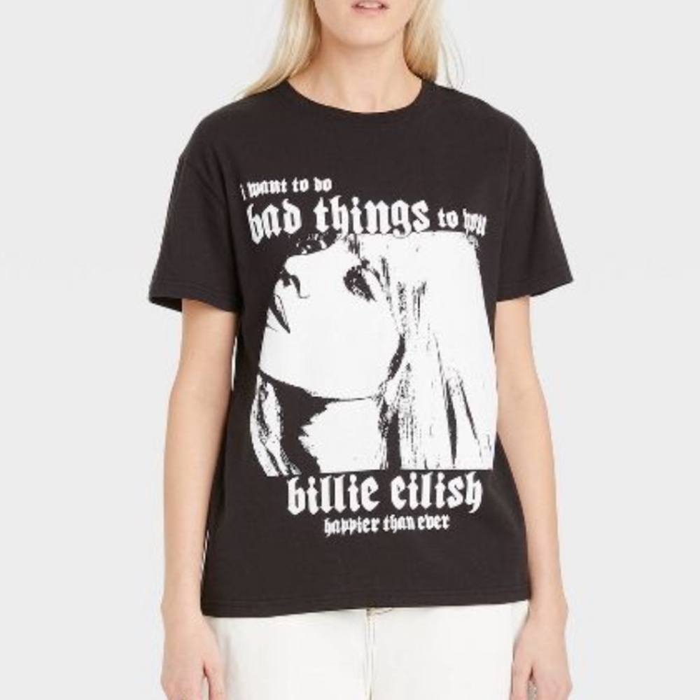 Billie Eilish Shadow Graphic T-Shirt Black Size Small Happier Than Ever New